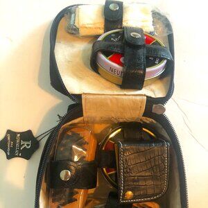 Rowallan Shoe Polish Kit Genuine Leather Case Neutral Black Polish Brush